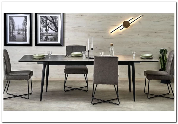 Стол обеденный Halmar CHARLES 180 раскладной (серый мрамор/черный) заказать по цене 74 489 руб. в Саратове