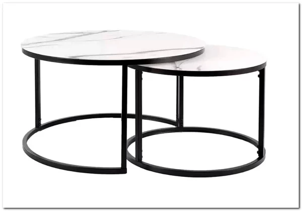 Комплект Signal ATLANTA C, 2 стола журнальных (эффект белого мрамора/черный мат) заказать по цене 28 333 руб. в Саратове