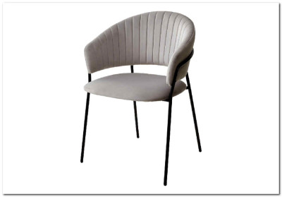 Стул ГЕММА цвет светло-серый #H09 велюр / черный каркас