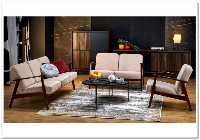 Диван HALMAR MILANO 2S tap. Castel 15 бежевый/орех