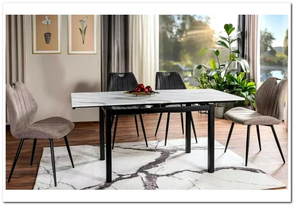 Стол обеденный Signal GD017 110 раскладной (белый мрамор/черный мат) заказать по цене 30 122 руб. в Саратове