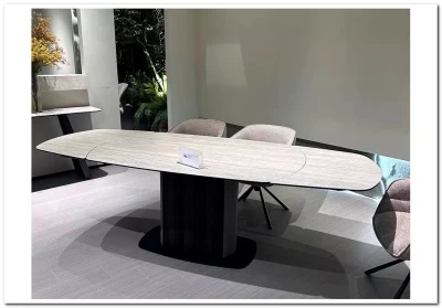 Стол DAGFINN 160 IVORY TRAVERTINE SOLID CERAMIC / Кофе / Орех, ®DISAUR