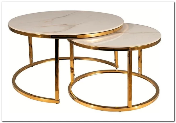 Комплект Signal PORTAFINO A, 2 стола журнальных (белый/золотой) заказать по цене 33 551 руб. в Саратове