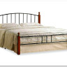 Купить Кровать AT-915 дерево гевея/металл 160*200 (Queen bed), красный дуб/черный с доставкой по России по цене производителя можно в магазине Другая Мебель в Саратове