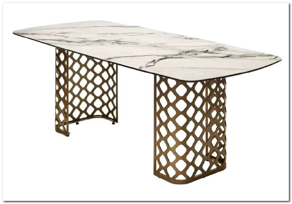 Стол CHIAVARI 220 KL-188 Контрастный мрамор матовый, итальянская керамика / Шампань, DISAUR заказать по цене 96 480 руб. в Саратове