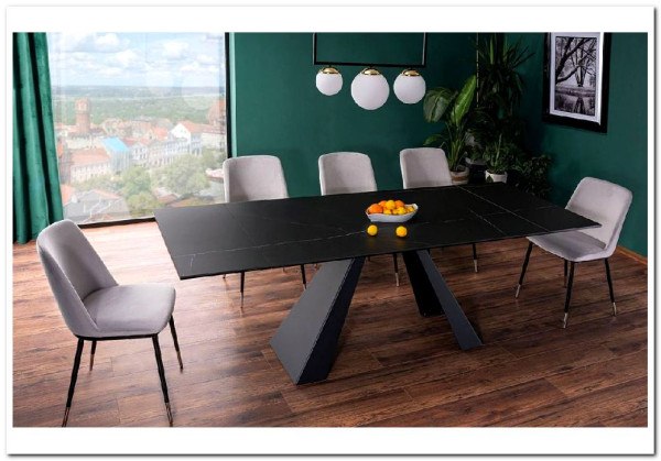 Стол обеденный Signal SALVADORE Ceramic 160 раскладной (черный Sahara Noir/черный мат) заказать по цене 136 583 руб. в Саратове
