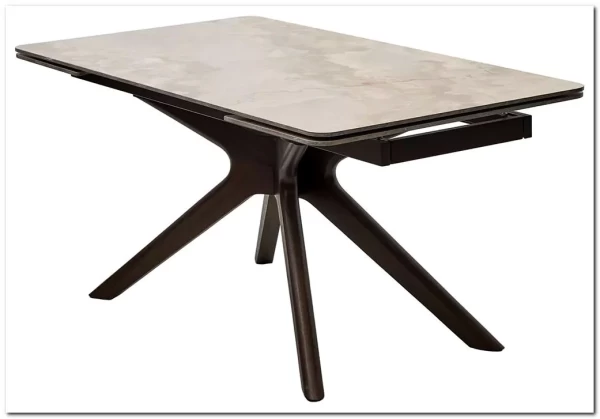 Стол ЭДЕР (EDER) 160 цвет АМБЕР ЖАДЕ (GLOSS AMBER JADE SOLID CERAMIC) / ОРЕХ, ®DISAUR заказать по цене 105 300 руб. в Саратове