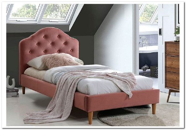 Кровать Signal CHLOE VELVET BLUVEL 52 (античный розовый/дуб) 90/200 заказать по цене 44 292 руб. в Саратове