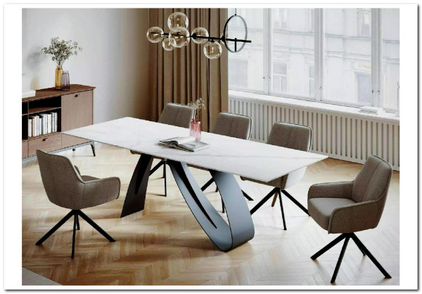 Стол обеденный Signal DIUNA Ceramic 160 раскладной (Statuario Venato белый/черный мат) заказать по цене 156 634 руб. в Саратове