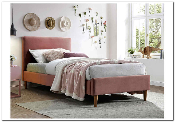 Кровать Signal ACOMA VELVET BLUVEL 52 (античный розовый/дуб) 90/200 заказать по цене 35 086 руб. в Саратове