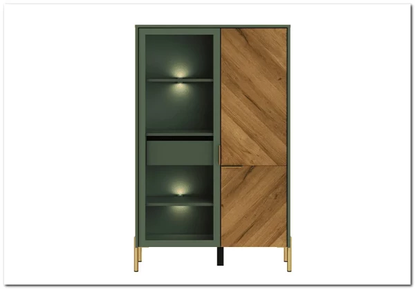 Витрина Siena REG1W1D/140 дымчатый зеленый/дуб вотан BRW заказать по цене 33 980 руб. в Саратове