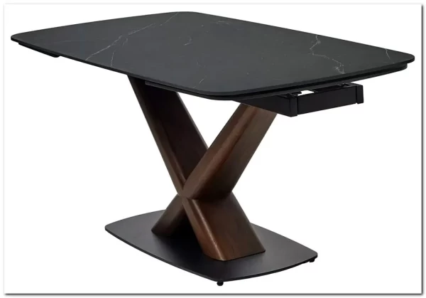Стол BLANCO 160 MATT BLACK MARBLE SOLID CERAMIC / Орех, DISAUR заказать по цене 106 800 руб. в Саратове Стол BLANCO 160 MATT BLACK MARBLE SOLID CERAMIC / Орех, DISAUR заказать по цене 106 800 руб. в Саратове