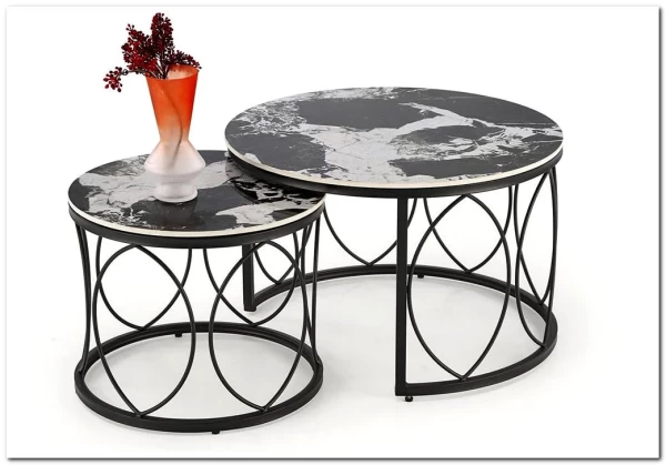 Комплект Halmar ALEXANDRA, 2 стола журнальных (черный мрамор/черный) заказать по цене 28 214 руб. в Саратове