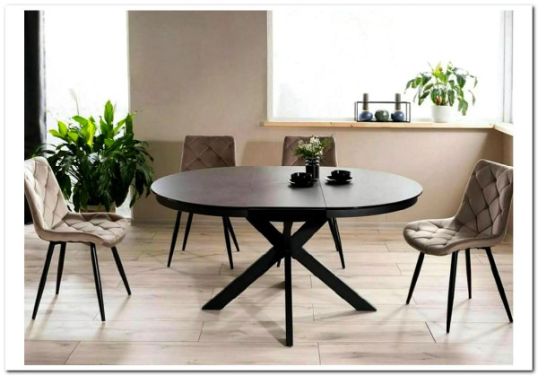 Стол обеденный Signal PORTO Ceramic 120 раскладной (темно-серый мрамор/черный мат) заказать по цене 135 701 руб. в Саратове