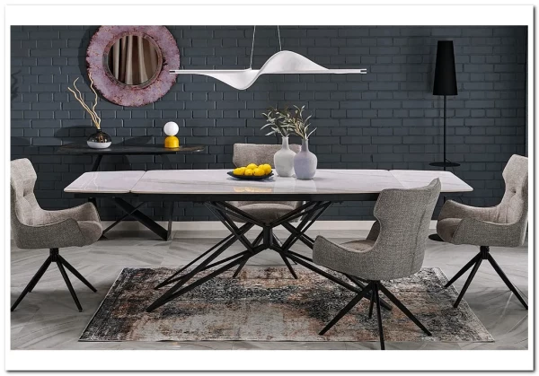 Стол обеденный Halmar ALFREDO 160 (белый мрамор/черный) заказать по цене 59 488 руб. в Саратове