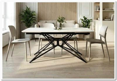 Стол обеденный Halmar ALFREDO 160 (белый мрамор/черный)