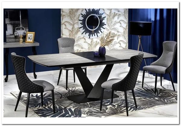 Стол обеденный Halmar VINSTON раскладной темно-серый/черный заказать по цене 108 669 руб. в Саратове