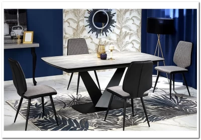 Стол обеденный Halmar VINSTON раскладной темно-серый/черный