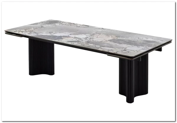 Стол АДАЖИО 240 (320) см MINERAL STONE NATURAL, керамика / Черный каркас заказать по цене 123 150 руб. в Саратове