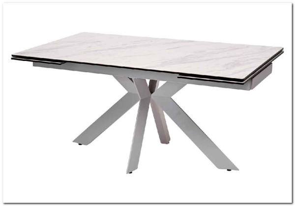 Стол BELLUNO 160 MARBLES KL-99 Белый мрамор матовый итальянская керамика/ белый каркас заказать по цене 99 320 руб. в Саратове