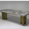 Стол АДАЖИО-2 240 (320) см ARCTIC OCEAN, керамика / Золотой каркас заказать по цене 123 150 руб. в Саратове